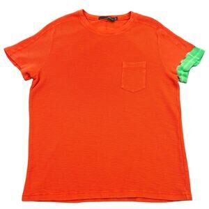 RLX Ralph Lauren Men’s L Orange Waffle Thermal Pocket Tee Green Dip Dye Sleeve